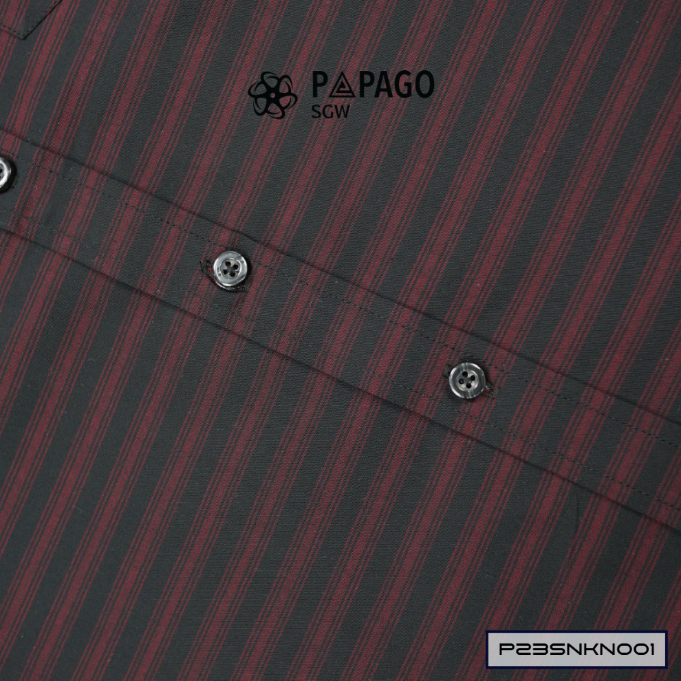Áo Sơ Mi Nam Trung Niên Tay Ngắn Lai Ngang PAPAGO Cao Cấp Cotton Kẻ Ngang Form Rộng Thoải Mái P23SNKN001_thumbnail_7