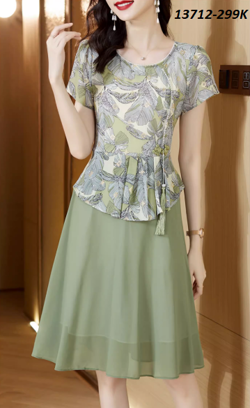 13712-Đầm  xòe peplum in hoa eo thắt nơ  ( tơ lụa)_thumbnail_3