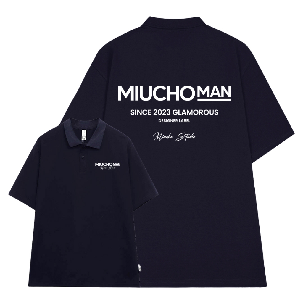 Áo polo nam form rộng PLD392 Miucho Man cotton cổ trụ in typography_thumbnail_10