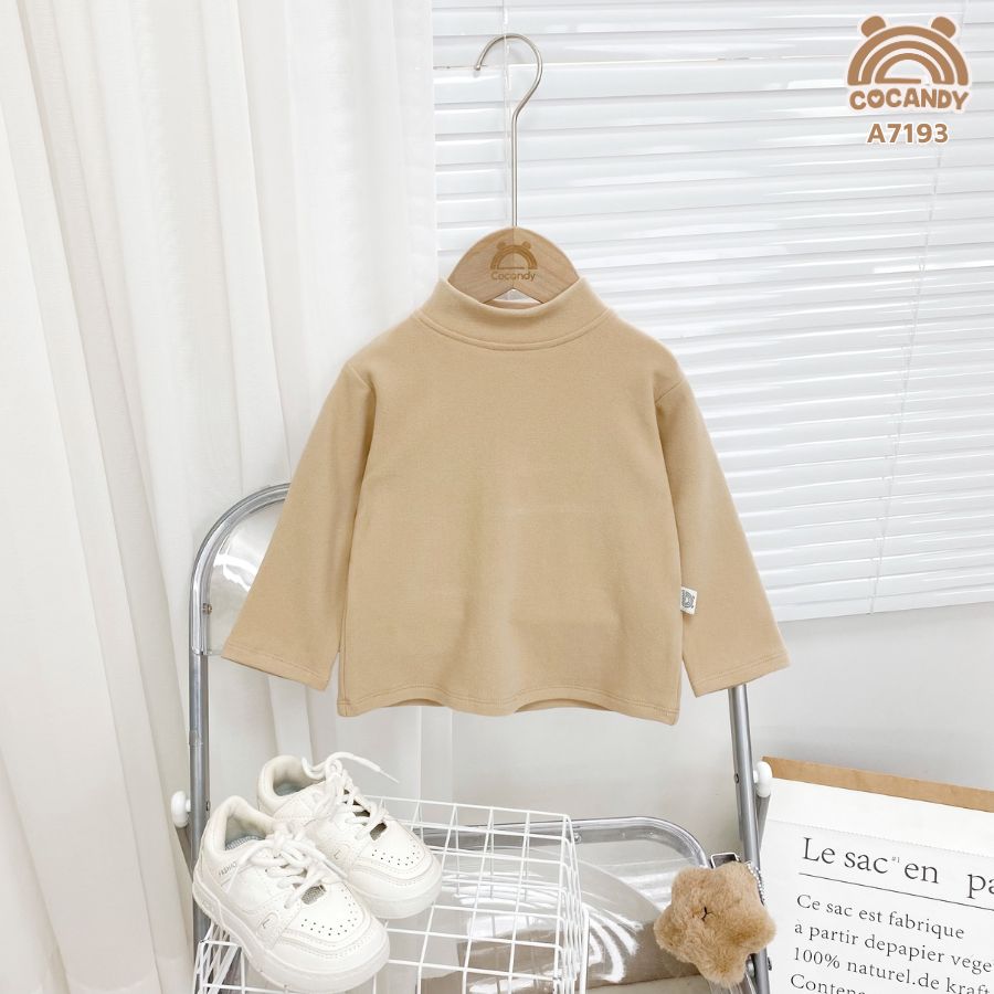 Áo dài Warmish NÂU trơn cổ 3 phân_thumbnail_0