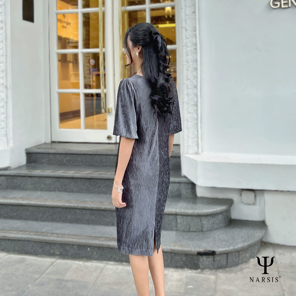 VÁY NHUNG NARSIS NHUNG TĂM KIM TUYẾN TAY BỒNG - B2001 NARSIS CHẤT LIỆU THOÁNG MÁT, DỄ CHỊU, THOẢI..._thumbnail_0