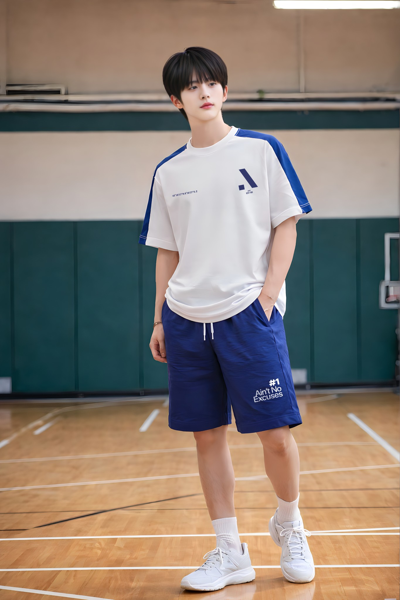 Áo phông bé trai dáng rộng màu trắng phối dọc vai_thumbnail_1