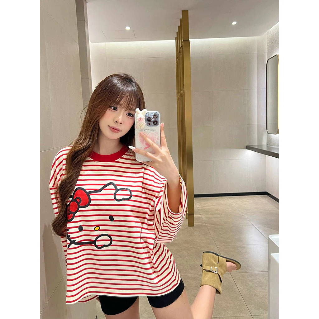 Áo thun nữ form boxy tay dài Miucho vải borip thoáng mát dày dặn hello kitty in mix 2692_thumbnail_4