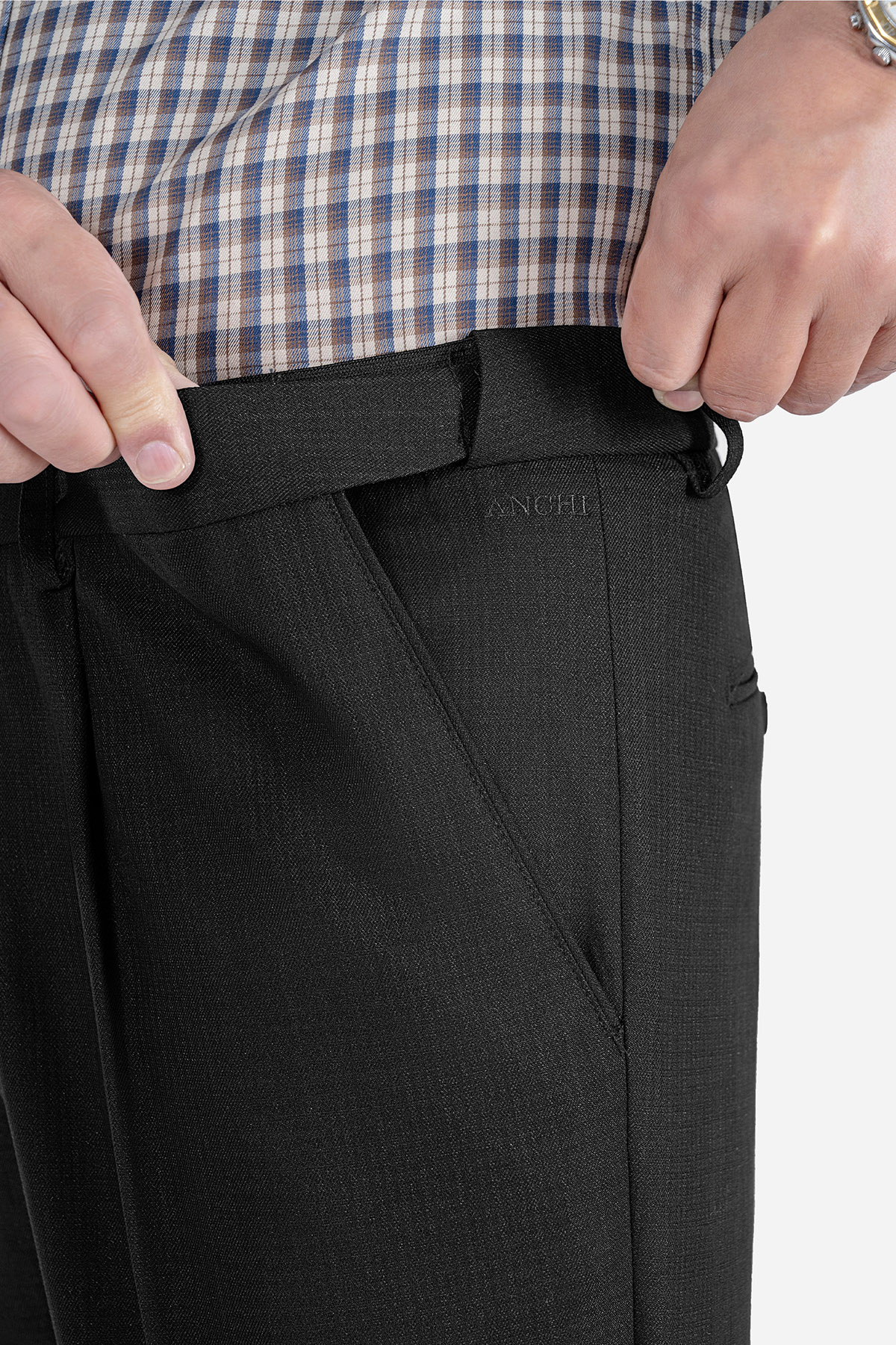 Quần Âu 1 Li Cạp Chun Ẩn Nam Trung Niên ANCHI Chất Liệu Cotton Viscose Cao Cấp Màu Đen_thumbnail_6