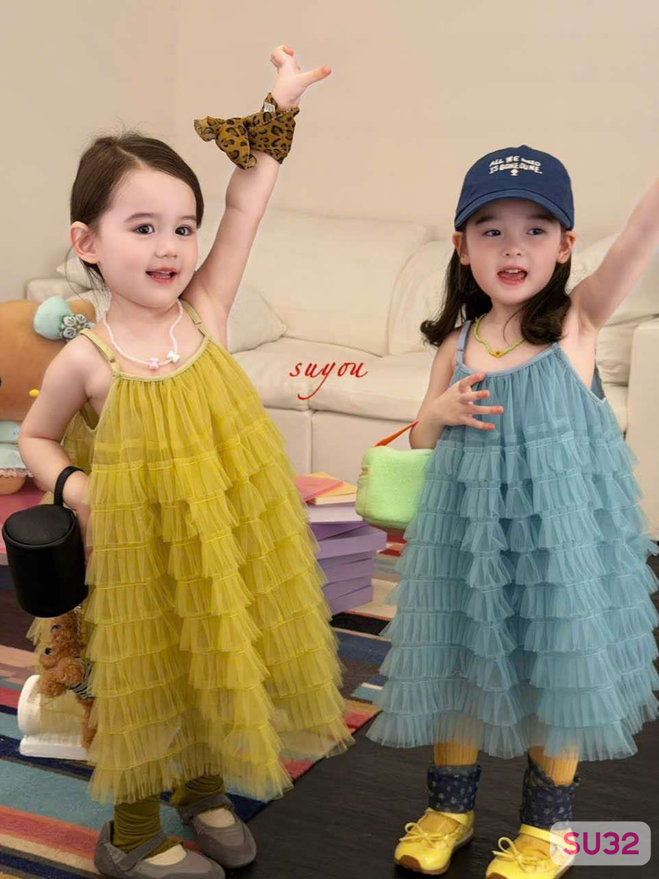 SU32 - Váy 2 dây voan tầng bèo hãng Suyou