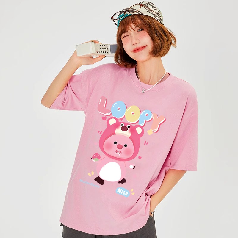 Áo thun Loopy Hải Ly form rộng ATD645 Miucho cotton cổ tròn in artwork_thumbnail_3