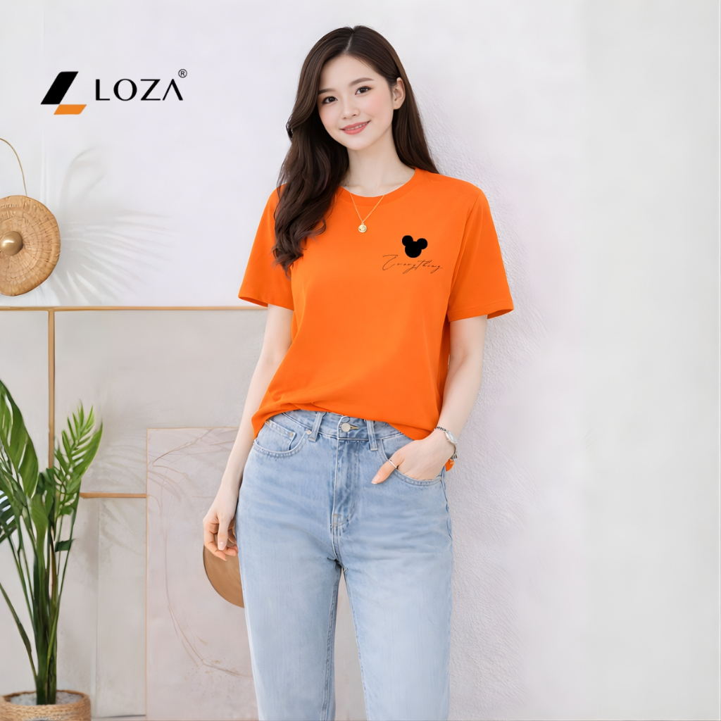[Form rộng] Áo phông nữ dáng rộng hình Mickey trên ngực - Loza RT8454_thumbnail_9