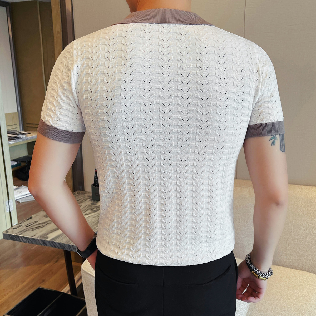 PA36 – Áo polo nam lụa đá dệt kim mỏng, cổ điển_thumbnail_2