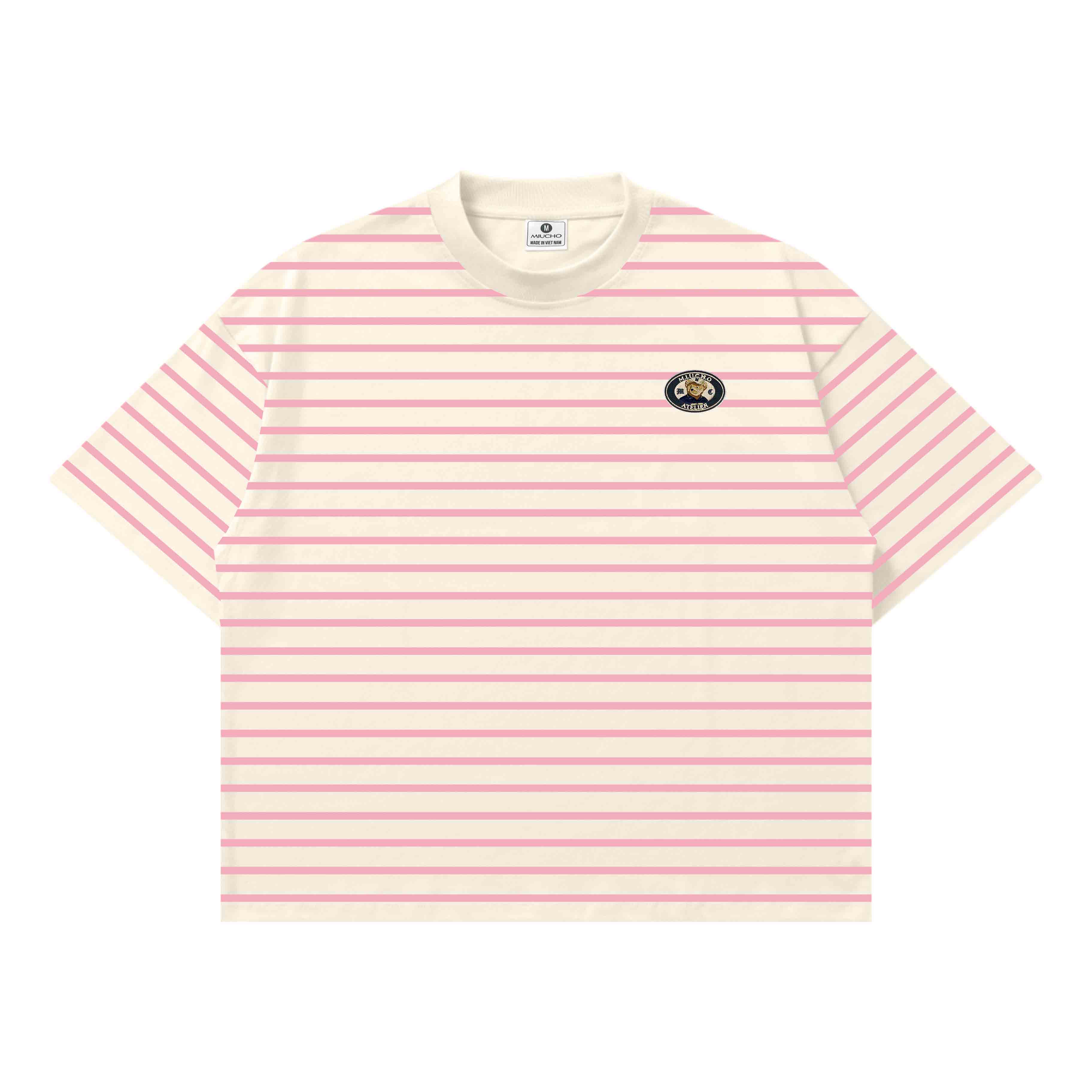 Áo thun form boxy Miucho thun borip dày dặn thoáng mát hình in basic kẻ sọc mix màu 2719_thumbnail_11