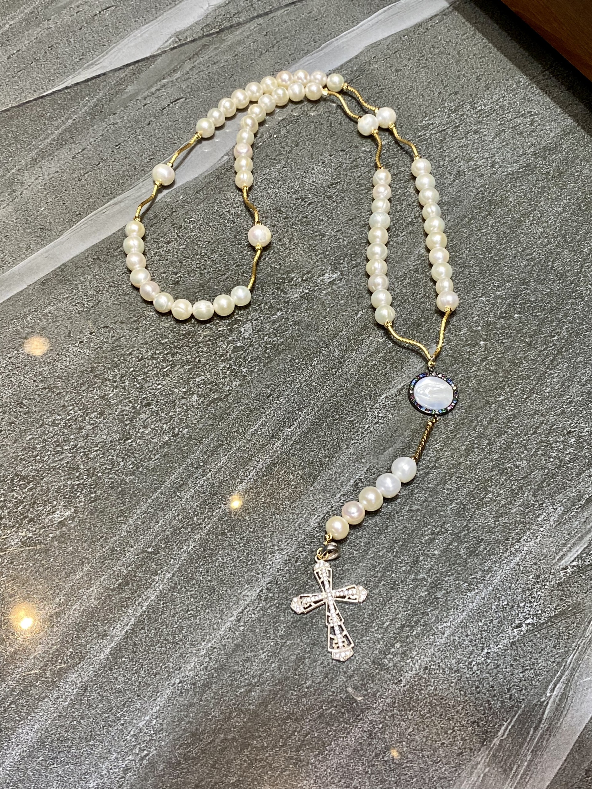 Chuỗi Mân Côi tràng hạt 50 ngọc trai VIP tự nhiên_thumbnail_1