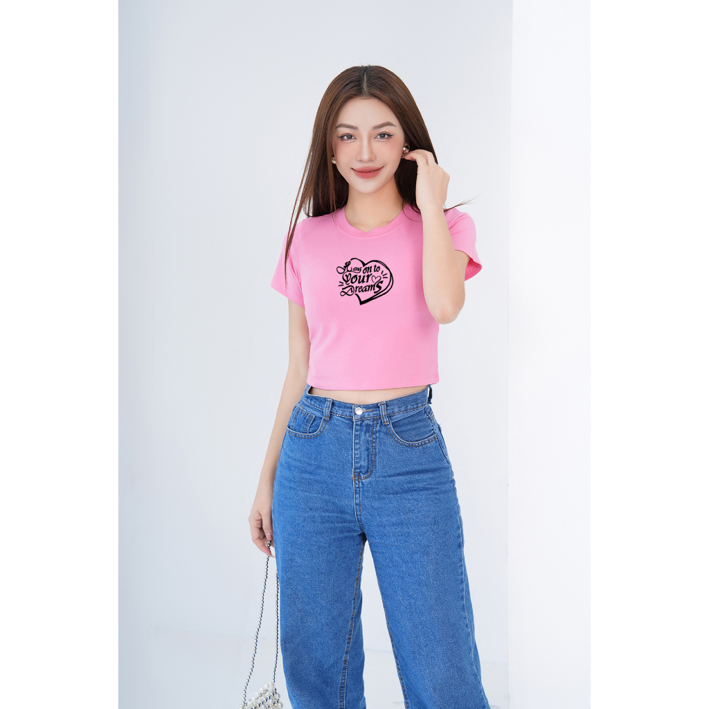 [Form Ôm] Áo croptop ôm in hình tim - Áo laptop kiểu chất Cotton LOZA CR6381_thumbnail_3