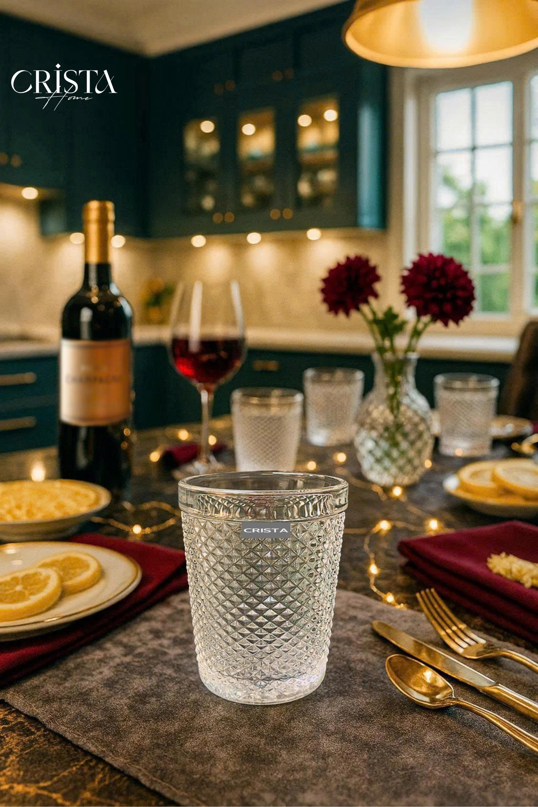 Bộ 4 cốc thủy tinh CRISTA HOME  vân kim cương 300ml_thumbnail_3