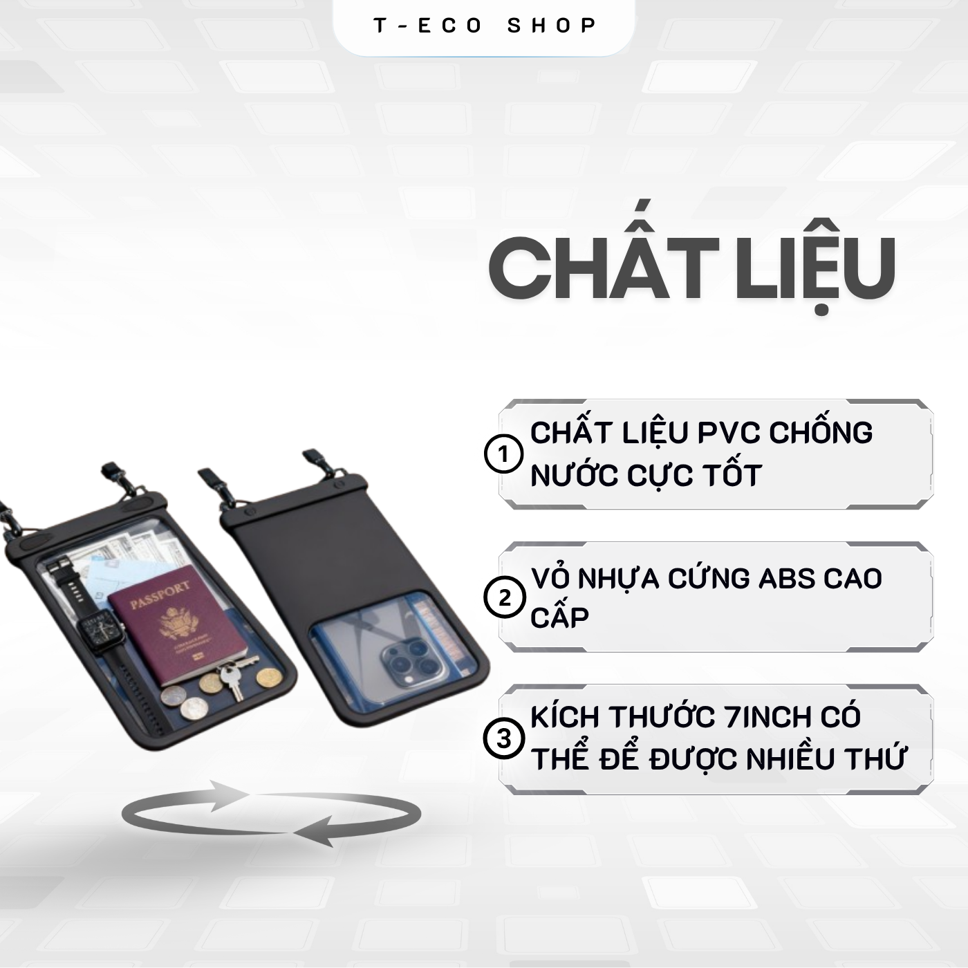 T-ECO SHOP Túi Chống Nước Điện Thoại 8.9 inch Full Màn – Chụp Ảnh, Quay Video Dưới Nước, Đi Biển Bơi Lội_thumbnail_3