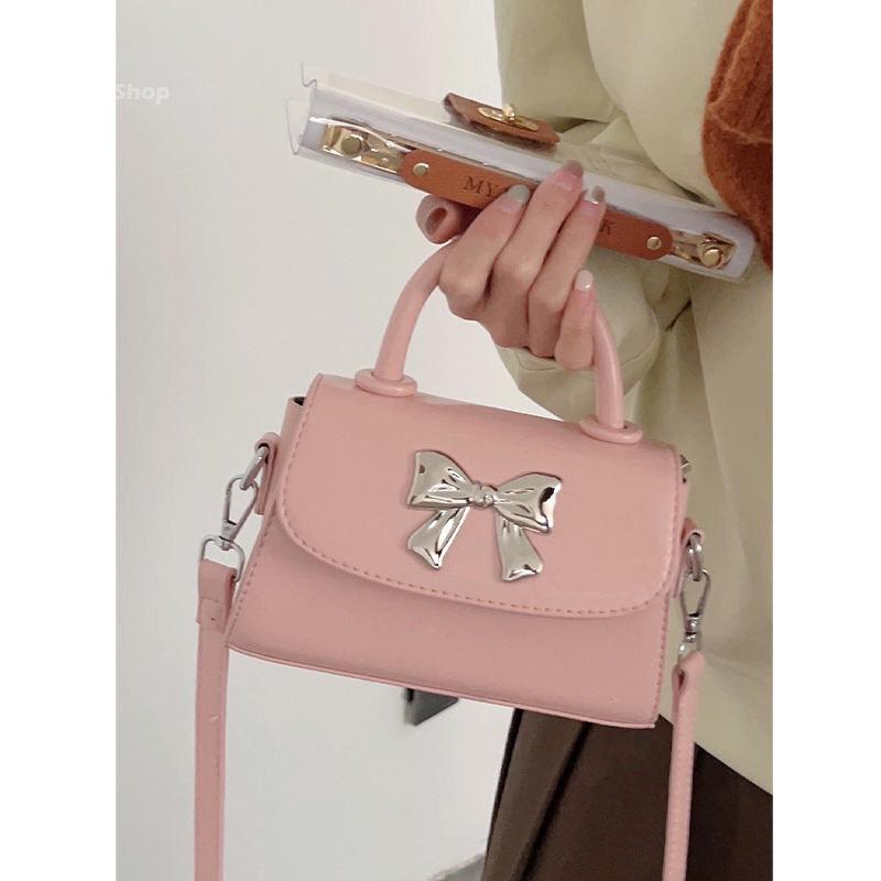 Túi Xách Nữ Cầm Tay Nơ Xinh Dạ Pu Trơn Đeo Chéo Đeo Vai Phong Cách Hàn Xinh Xắn Bag Kem Da  CUN361_thumbnail_1