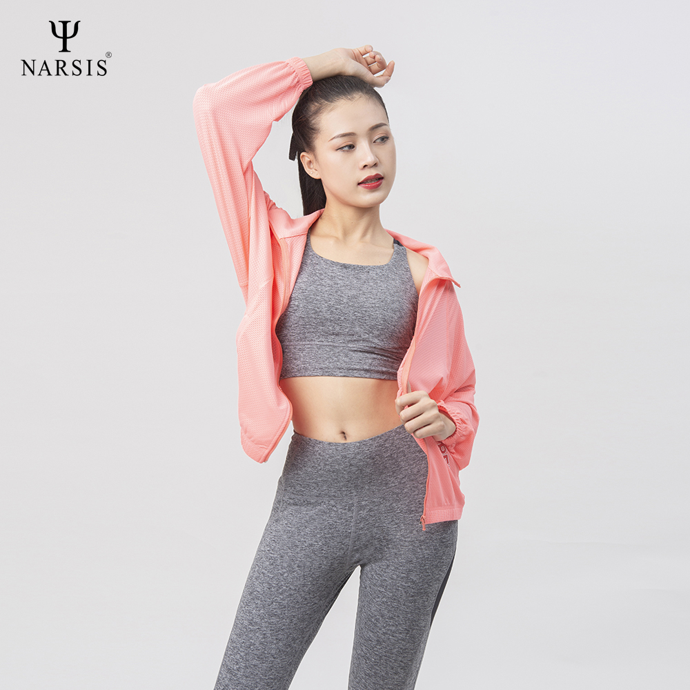 ÁO KHOÁC THỂ THAO NỮ - HỒNG CAM L0020 NARSIS PE NHẸ, THOÁNG KHÍ, THẤM MỒ HÔI, CHẤT LIỆU BỀN, CHỐN...