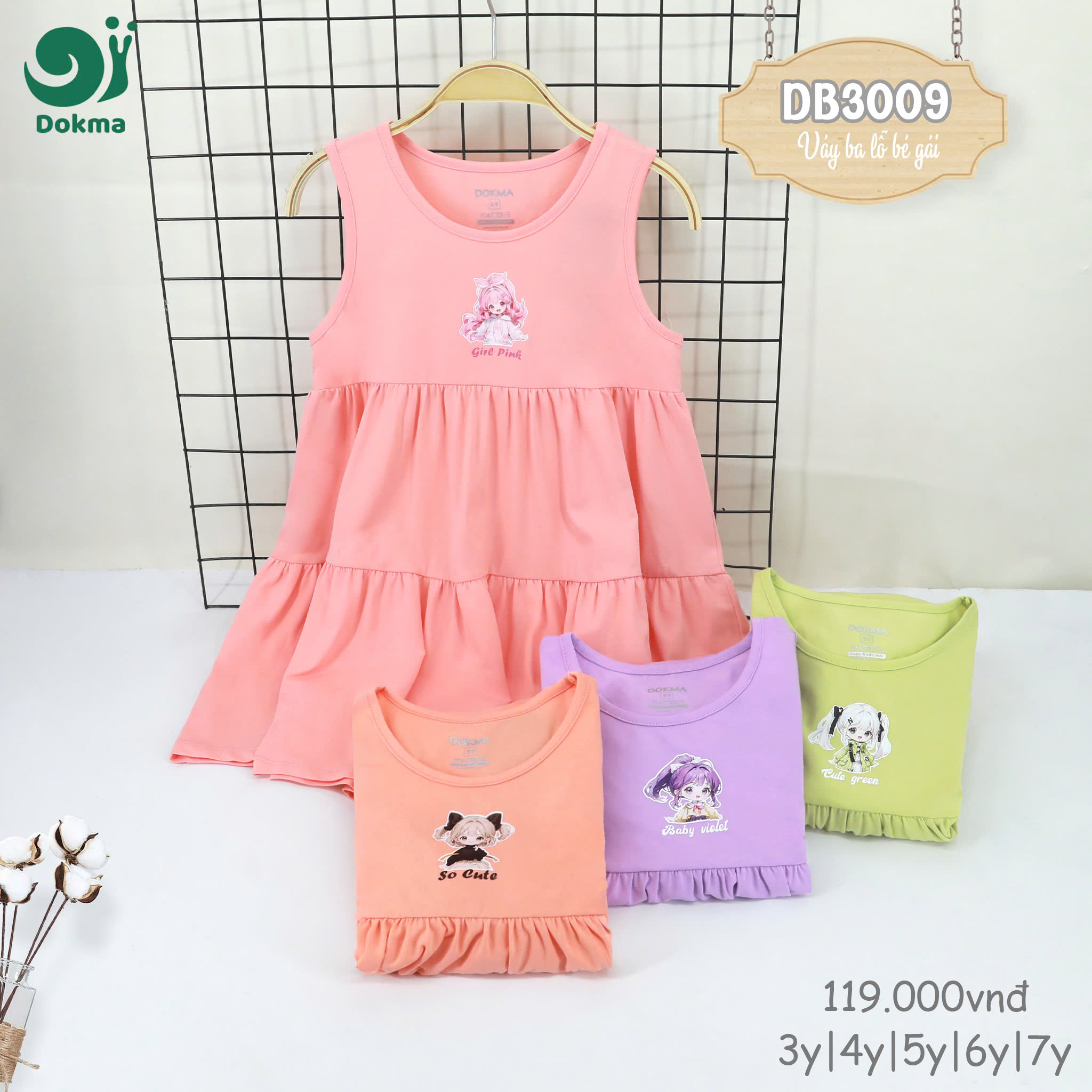 Váy 3 lỗ bé gái db 3009