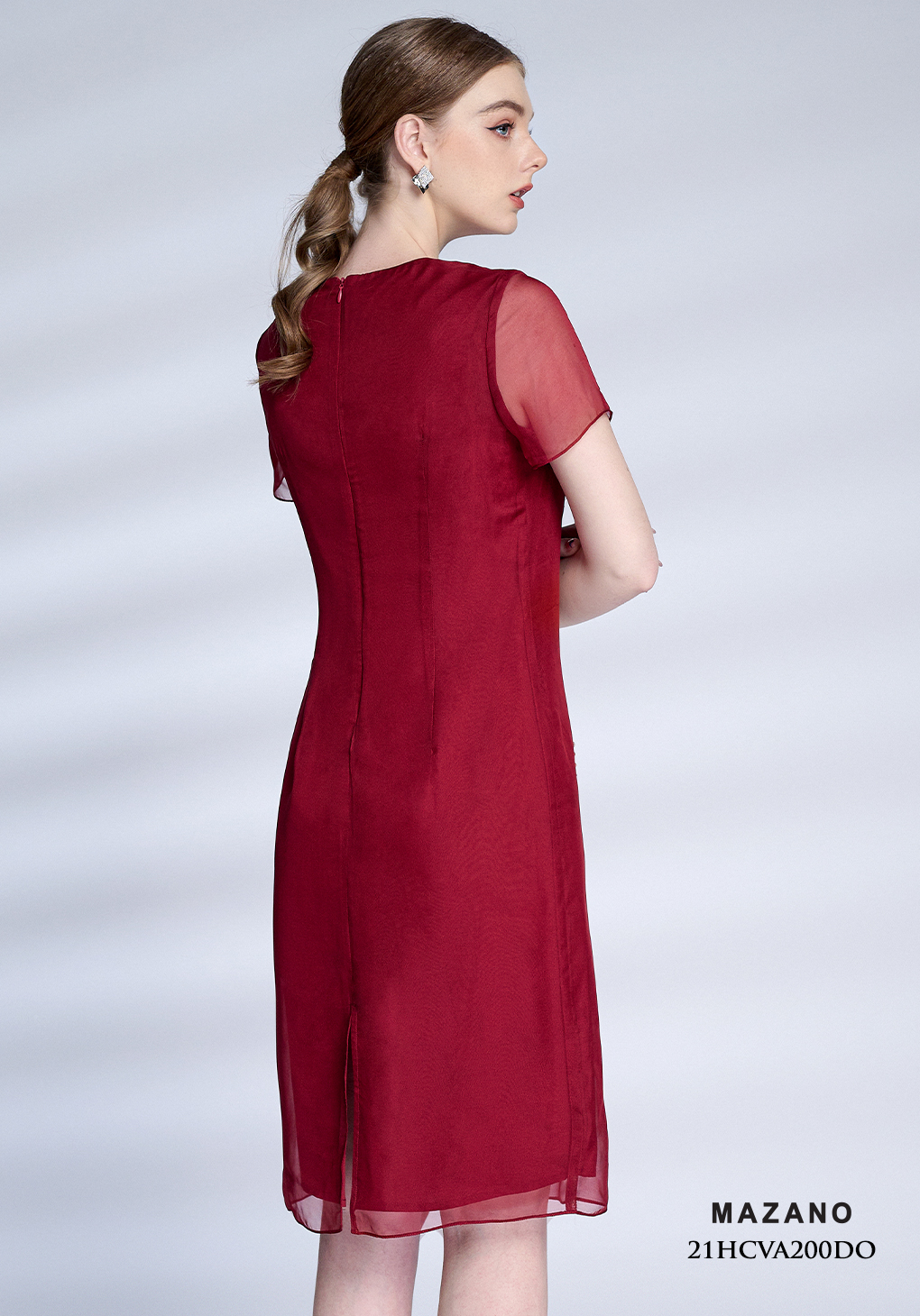 Đầm suông đỏ voan tơ đính hoa_thumbnail_2