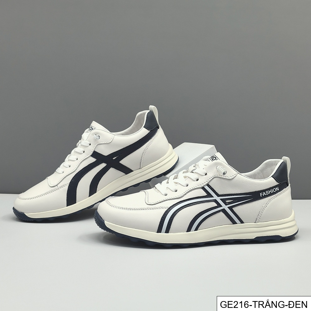 GE216 - Giày thể thao màu trắng da bò lớp đầu cho nam, giày hợp thời trang nam, giày thường ngày sang trọng nhẹ nhàng cao cấp dễ phối đồ thích hợp châu Âu da thật_thumbnail_12