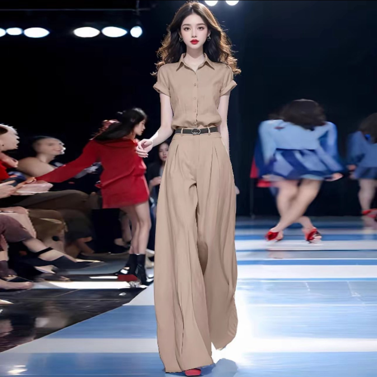 Set bộ đồ áo sơ mi phối quần ống rộng phong cách_thumbnail_2