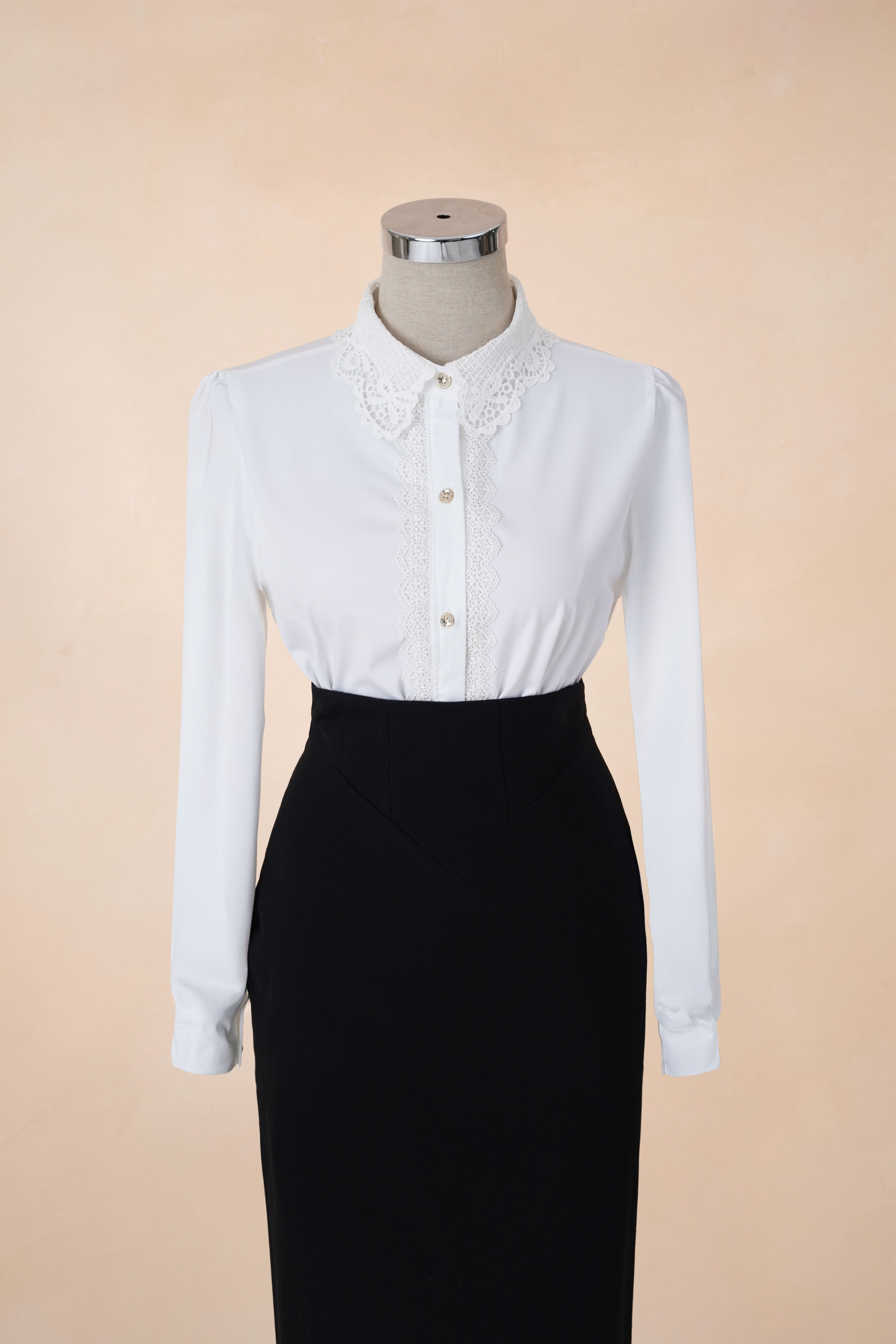 Sơ Mi Tay Dài Phối Ren