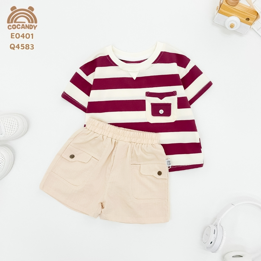 Quần cộc xước BE can túi ốp kiểu 2 bên