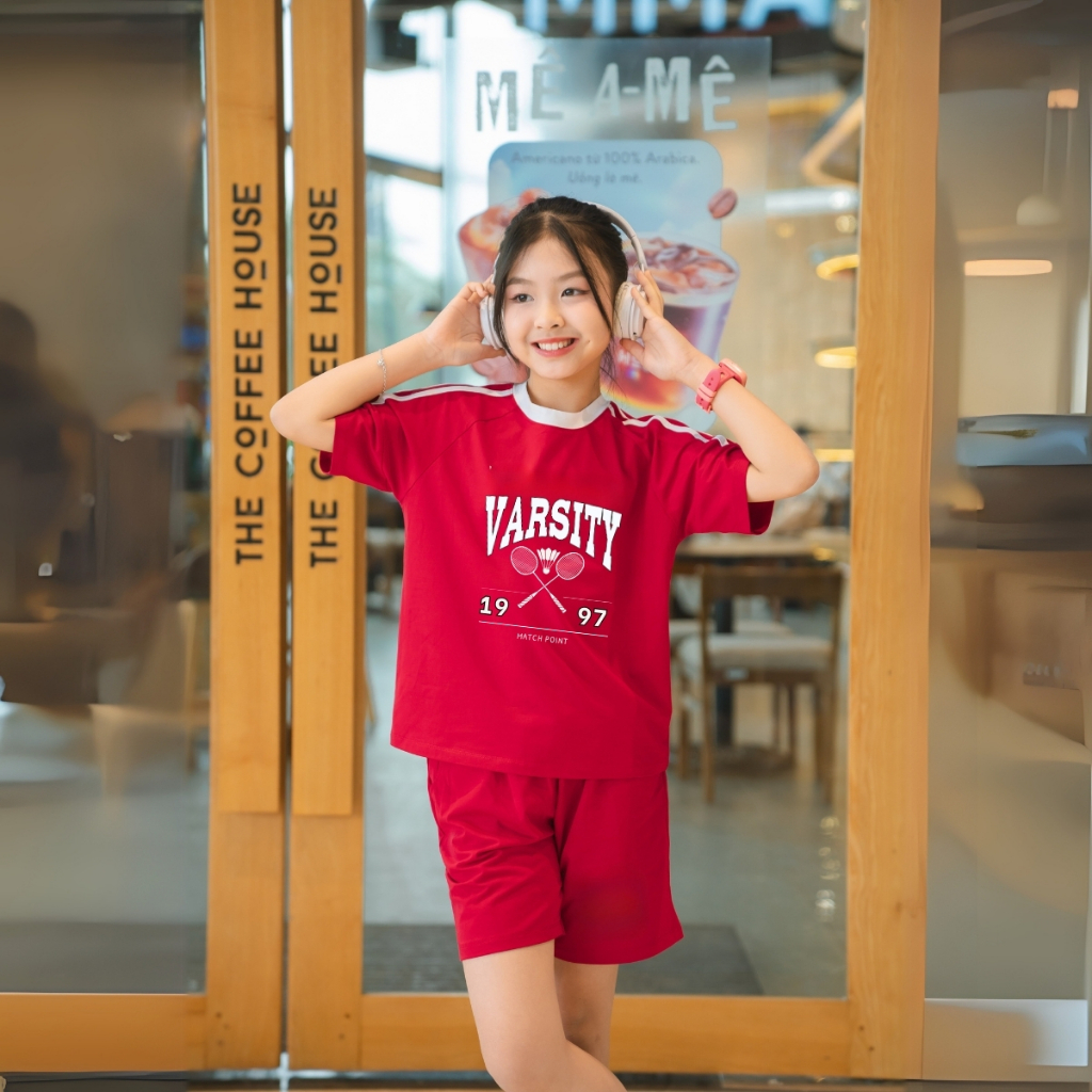 Đồ bộ bé gái màu phối in chữ 'VARSITY'  - Loza Kids BF310_thumbnail_3