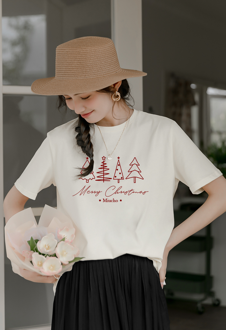 Áo thun nữ giáng sinh noel form vừa regular vải cotton 4c thoáng mát 1762 Miucho Chic Chic in mix_thumbnail_2