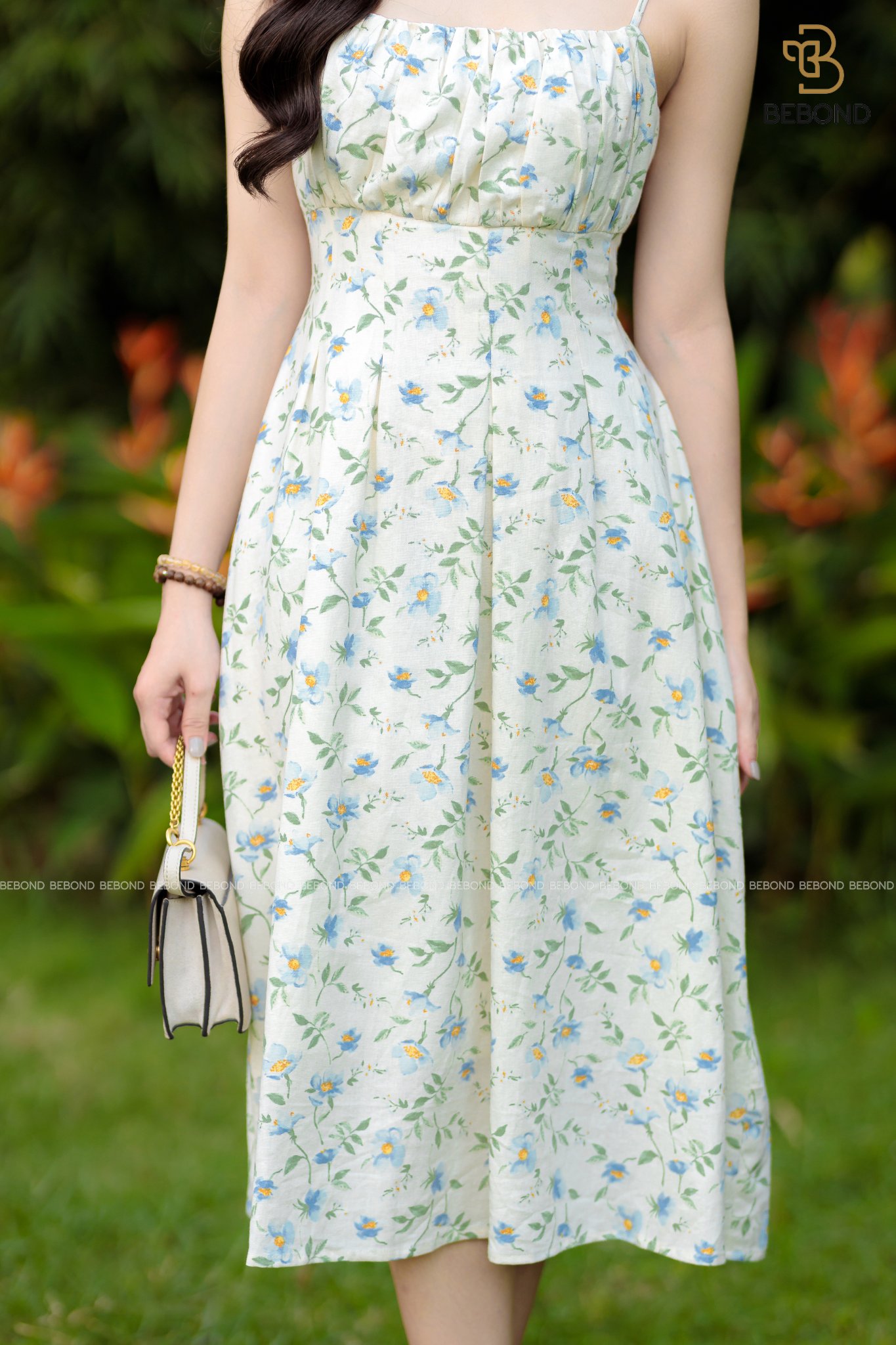 Đầm lilen hoa xanh 2 dây LAIVS_thumbnail_2