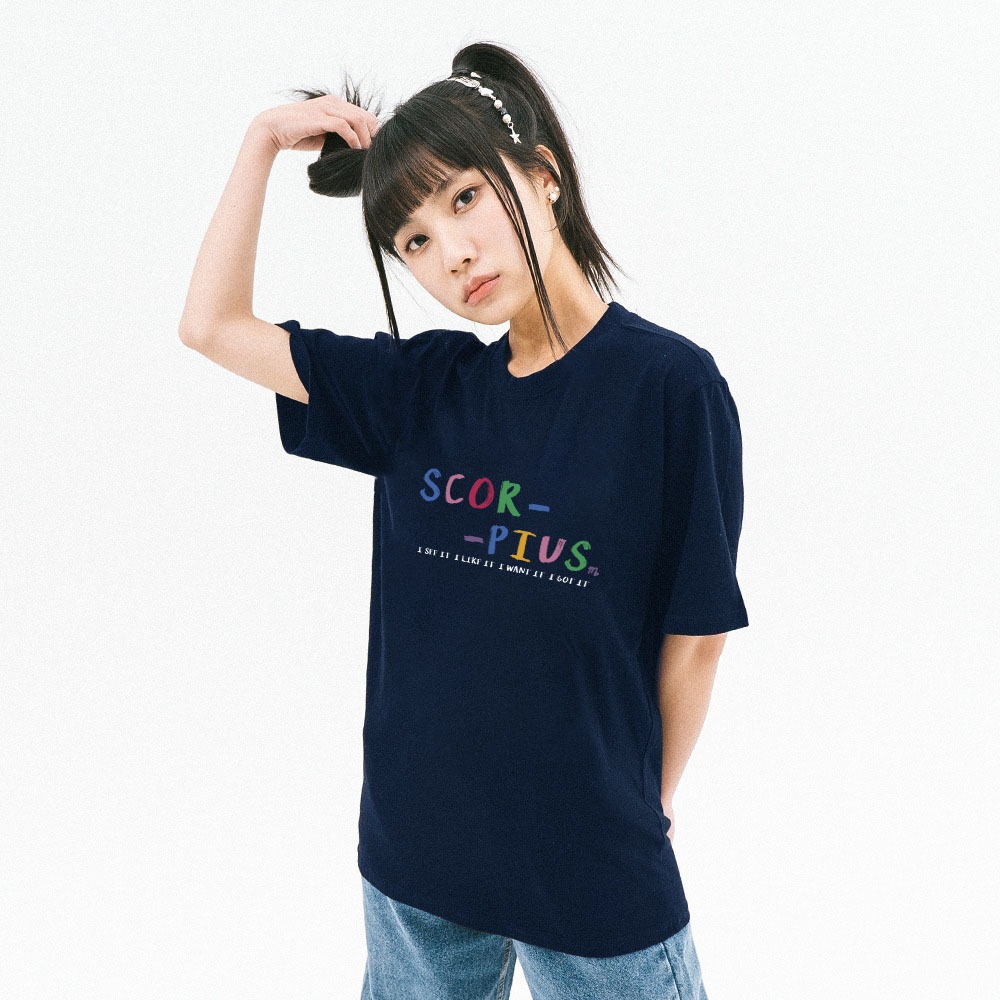 Áo thun nữ form rộng ATD379 cung hoàng đạo Bò Cạp SCORPIUS Miucho cotton cổ tròn in typography_thumbnail_3