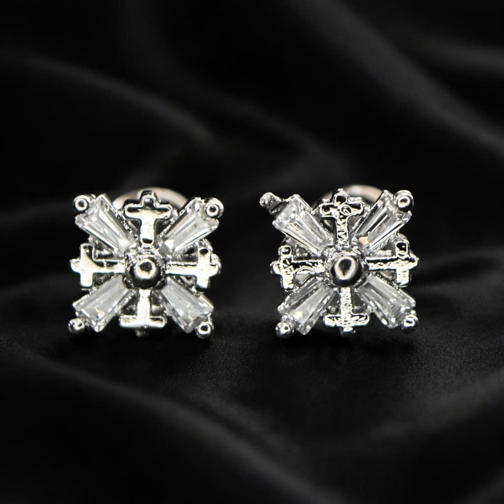 Khuyên kiểu bông tuyết vuông dẹt