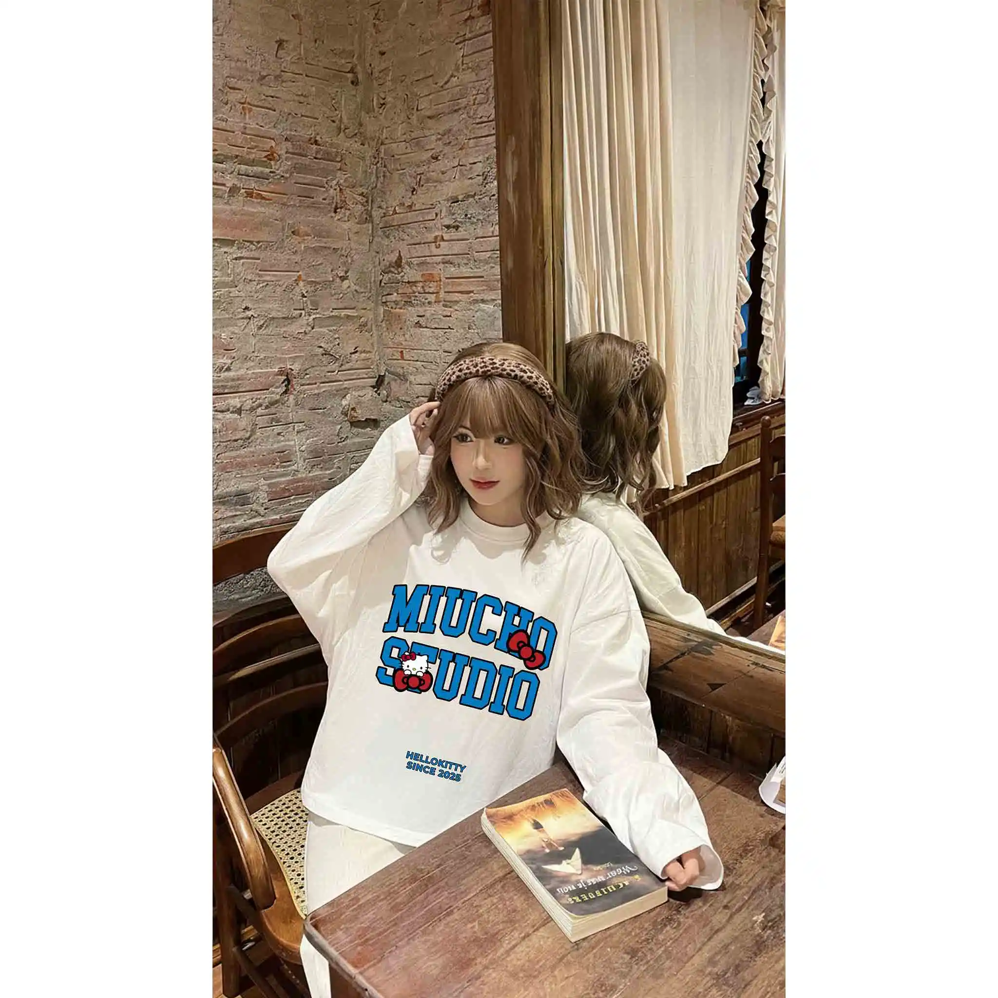 Áo thun boxy tay dài local brand Miucho Studio chất vải thấm hút tốt mát mẻ cả ngày Kitty 2804_thumbnail_5