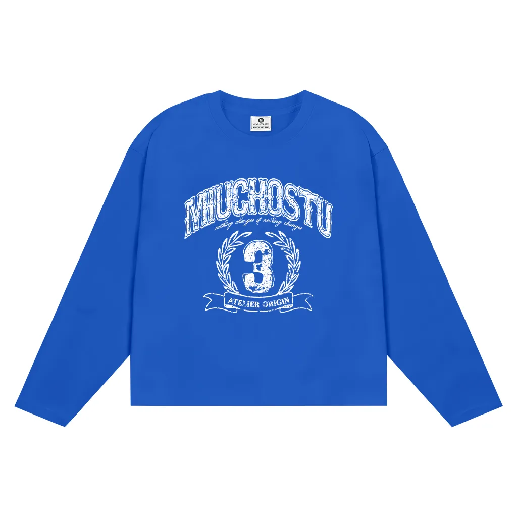 Áo thun boxy tay dài MIUCHOSTU 2635 vải cotton thoáng mát co giãn chuẩn form in mix