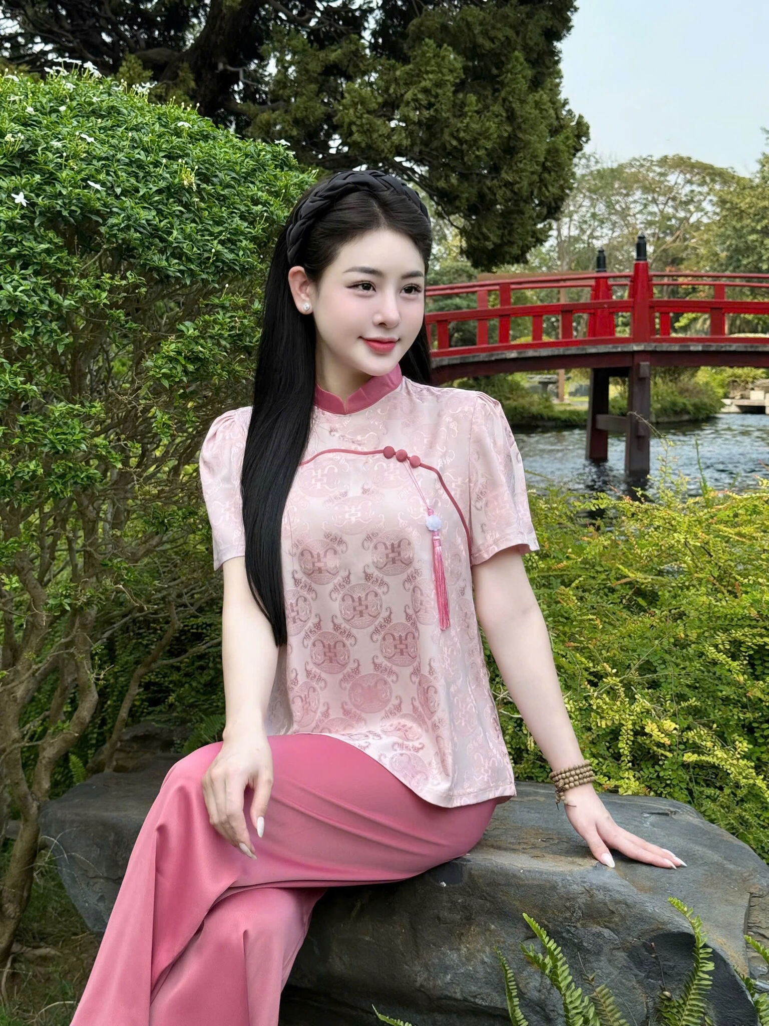 PP302 Pháp phục lễ chùa tay ngắn Tinh Nhi