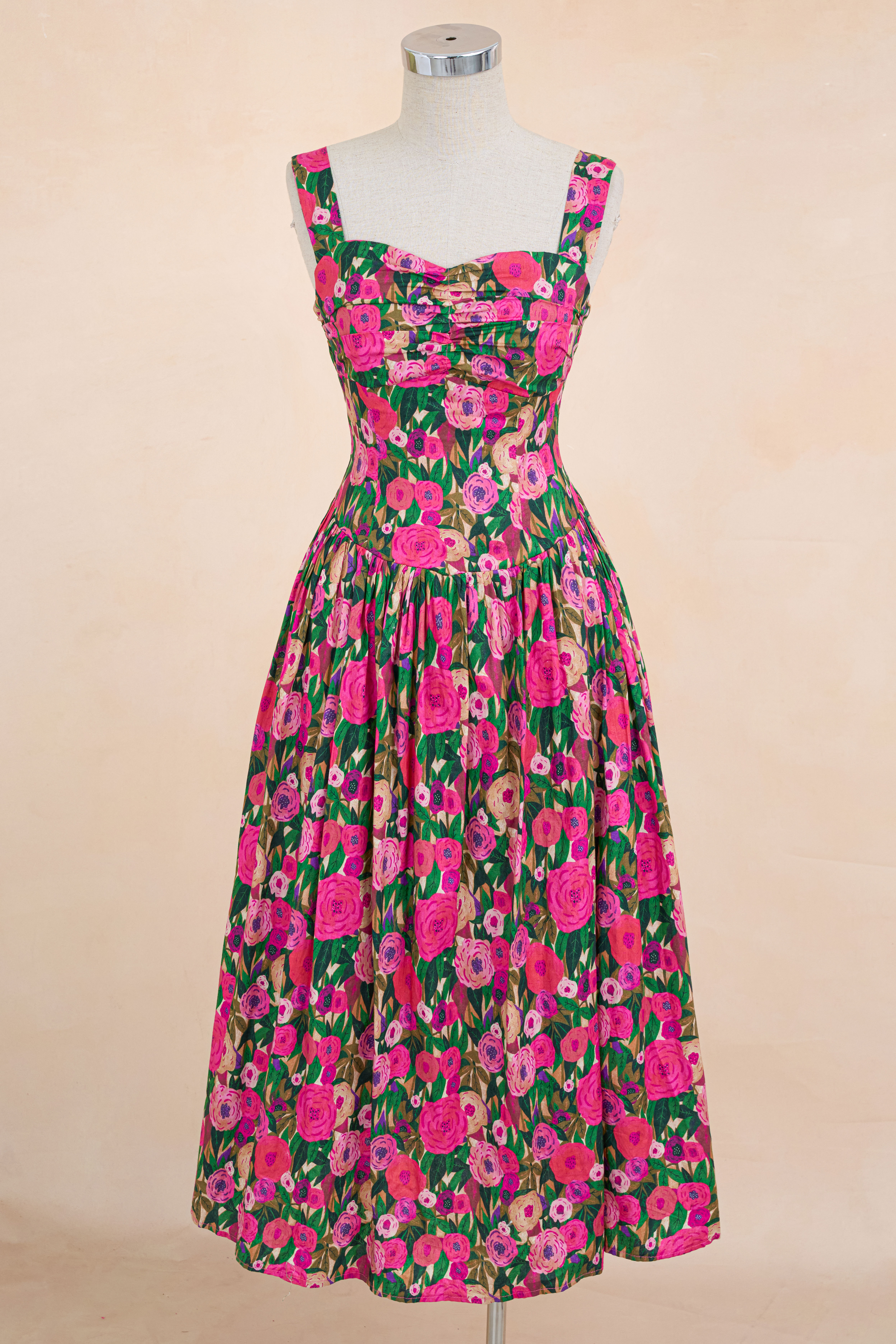 Đầm Hai Dây Hoa Lá Nhúm Ngực_thumbnail_5