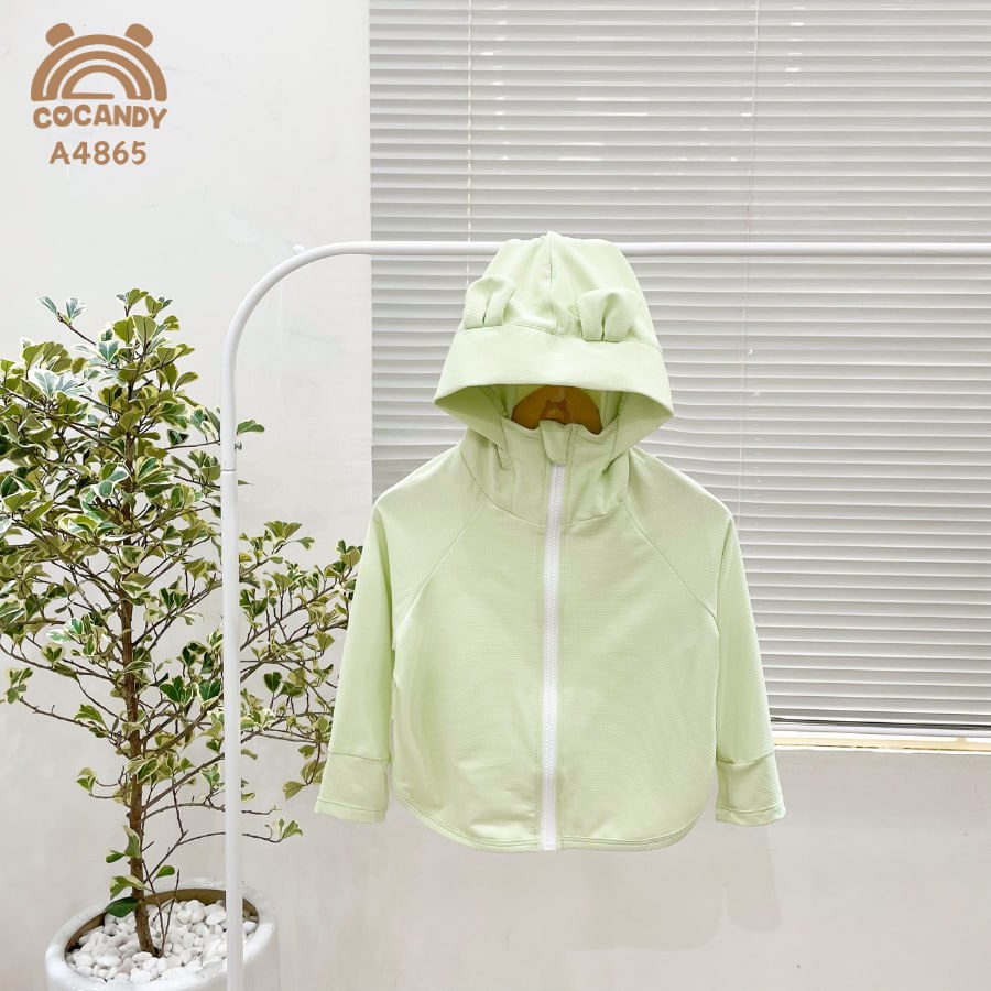 Áo chống nắng XANH CỐM trơn tai gấu