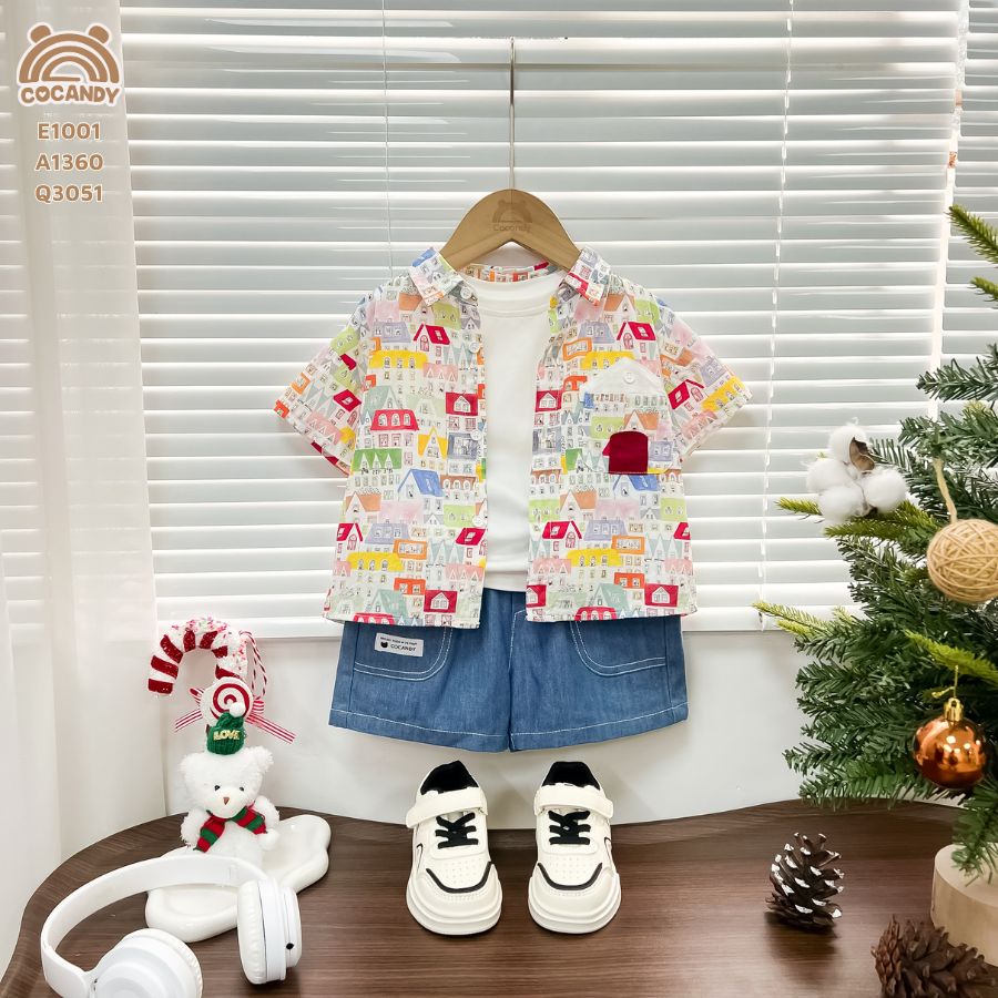 Áo cộc SẮC MÀU họa tiết ngôi nhà