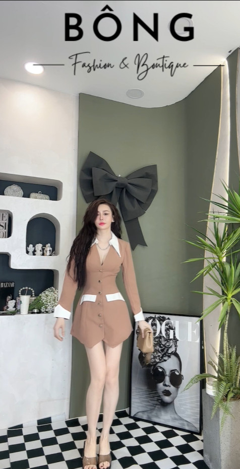 đầm vest cổ nhọn