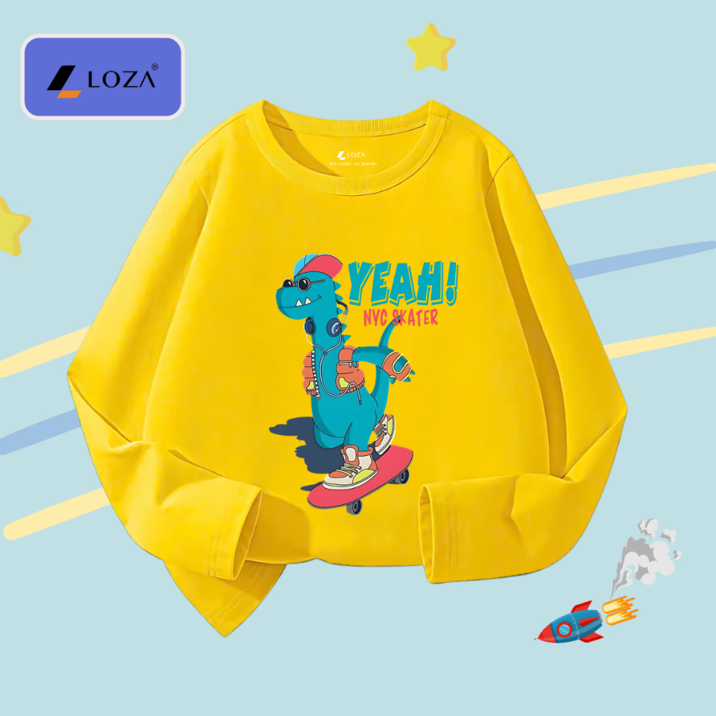 Áo thun dài tay bé trai in khủng long xanh - Loza Kids  KT3251_thumbnail_7