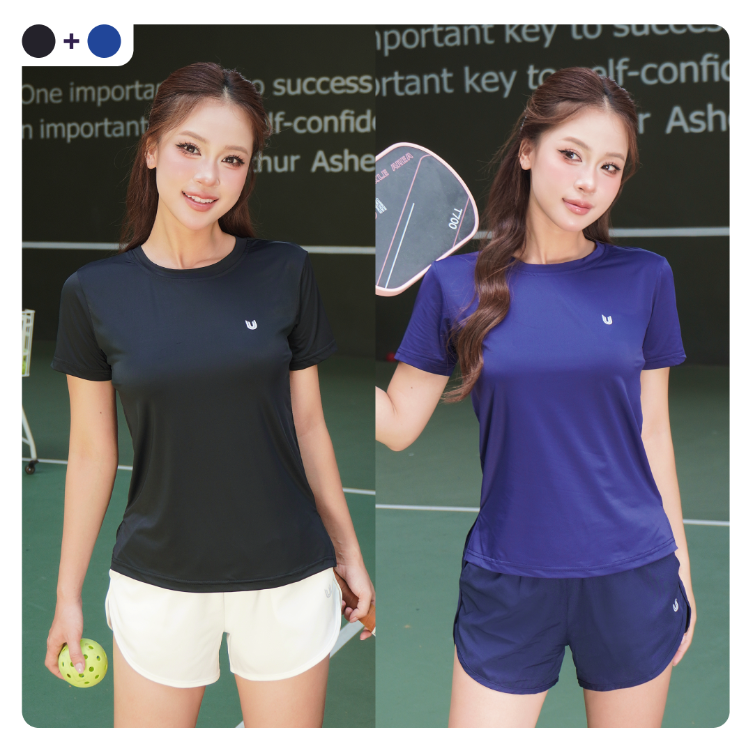 Combo 2 áo Running Premium Đen + Xanh navy