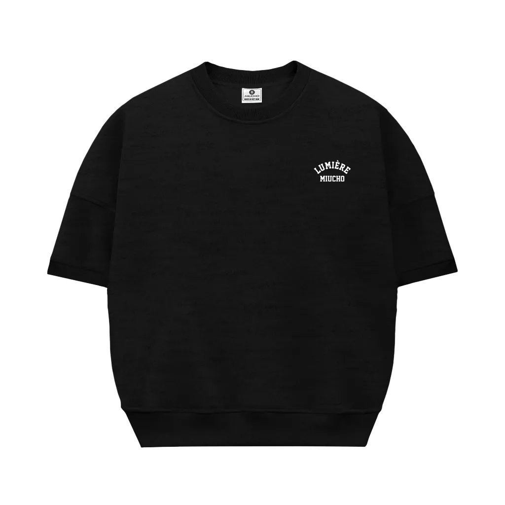 Áo sweater boxy thiết kế basic tay ngắn chuẩn form 2615 Miucho vải nỉ 2 da thoáng mát thấm hút mồ hôi tốt_thumbnail_7