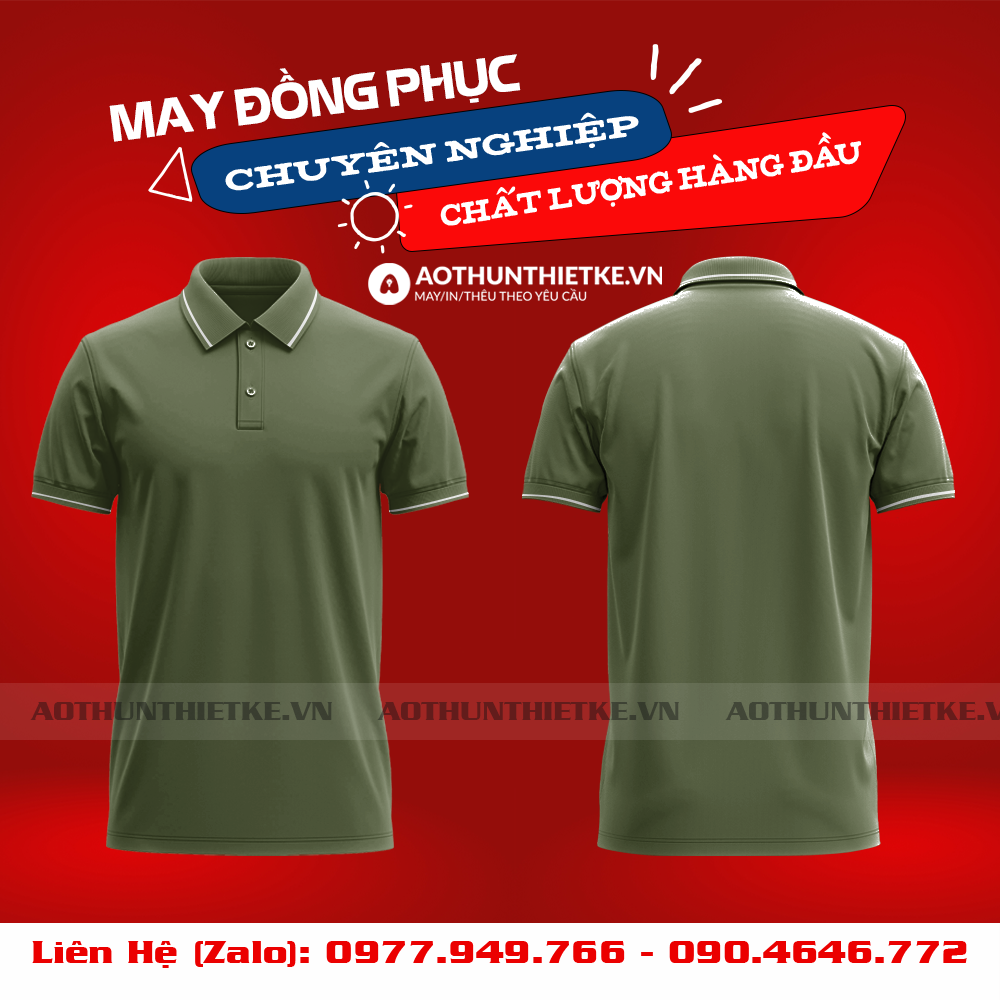 Áo Đồng Phục Polo 1 Sọc Rêu_thumbnail_0