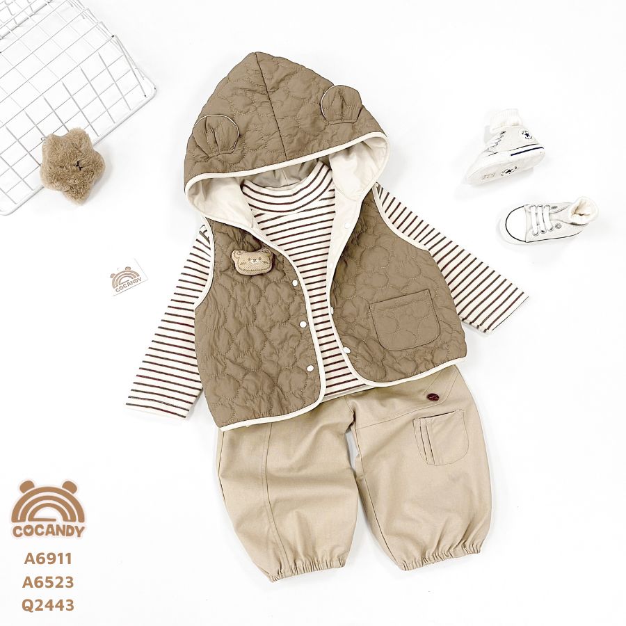 Áo gile NÂU viền BE có mũ tai gấu_thumbnail_4