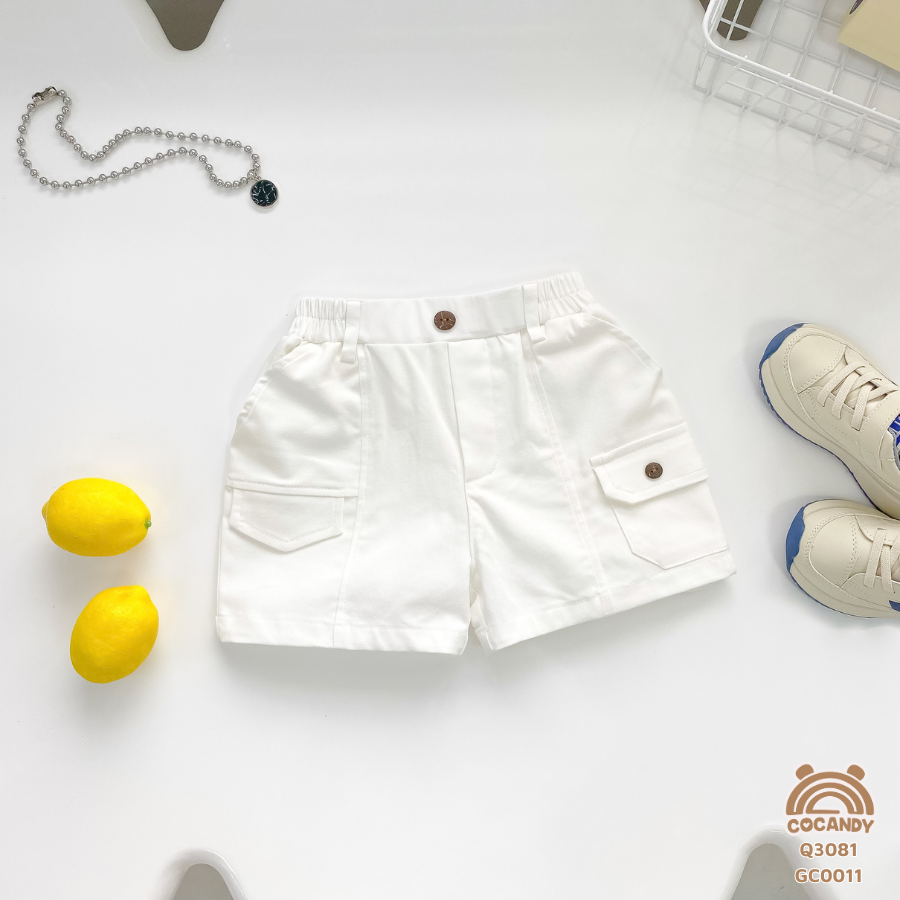 Quần cộc kaki TRẮNG phối túi hộp