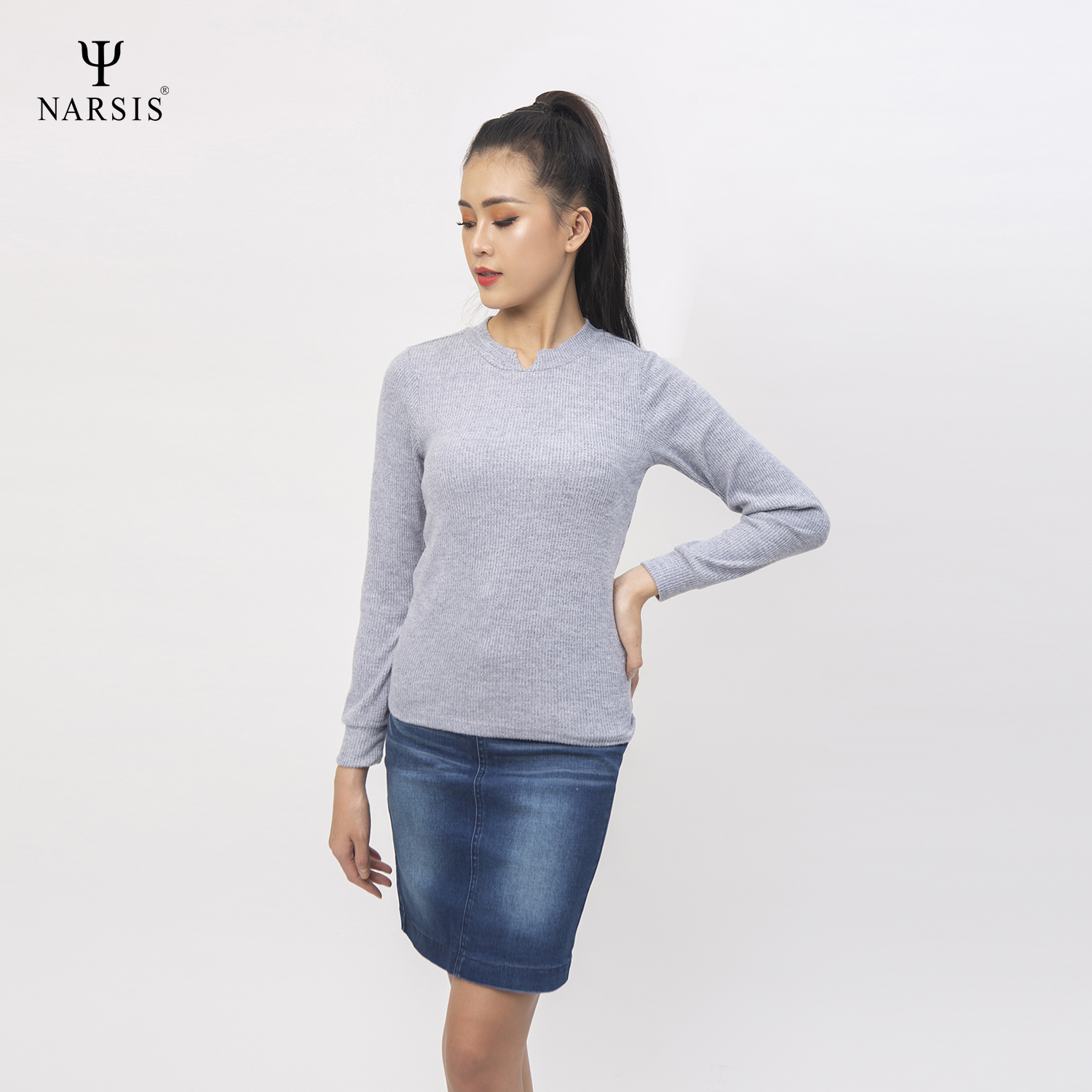 ÁO THU ĐÔNG NỮ L0078 NARSIS VẢI LEN COTTON ẤM ÁP, THOÁNG MÁT, GIỮ ẤM TỐT, MỀM MẠI_thumbnail_0