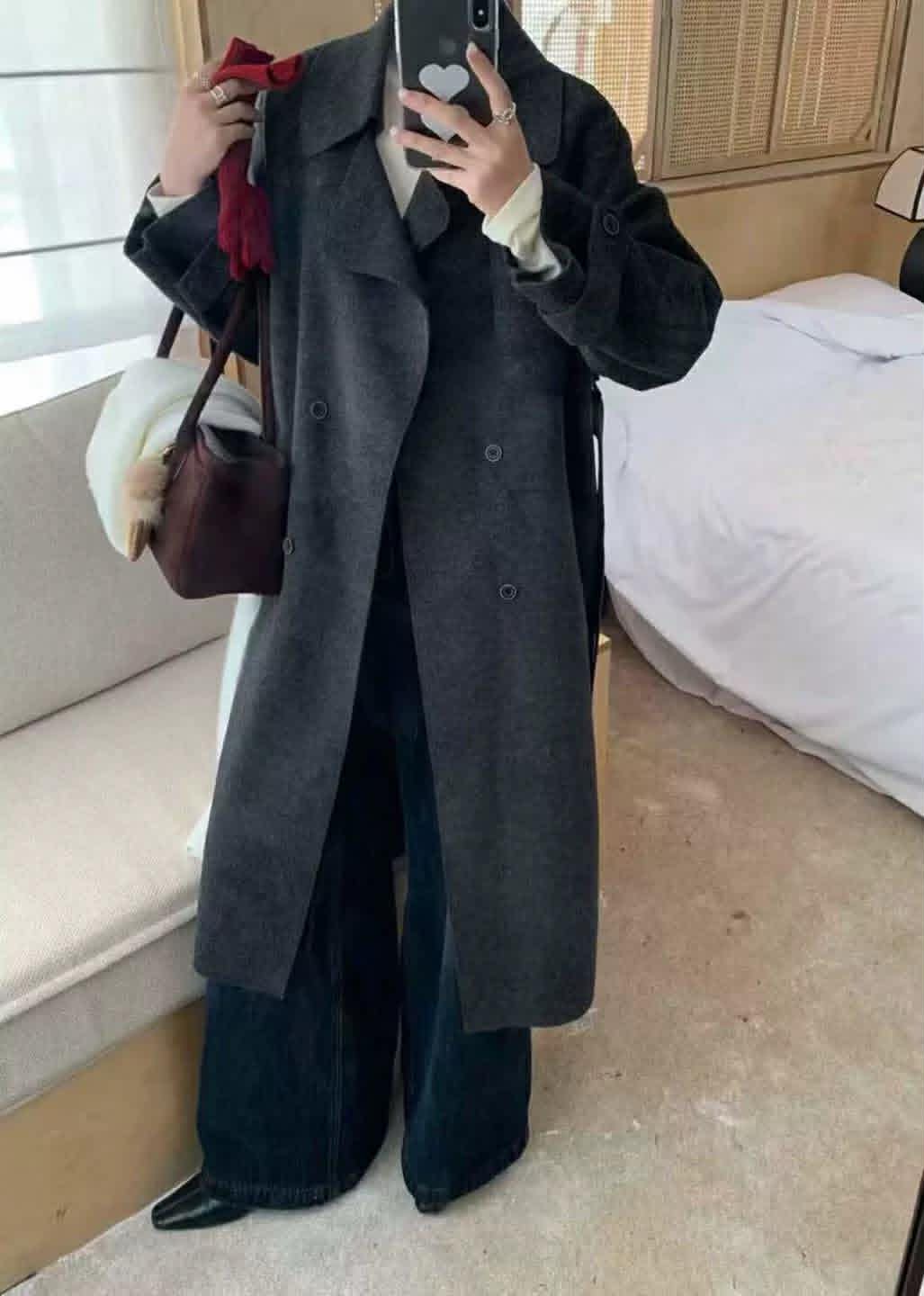 Lucas - Áo khoác măng tô dạ ép 2 mặt dáng dài 2 hàng cúc bẻ tròn 3282