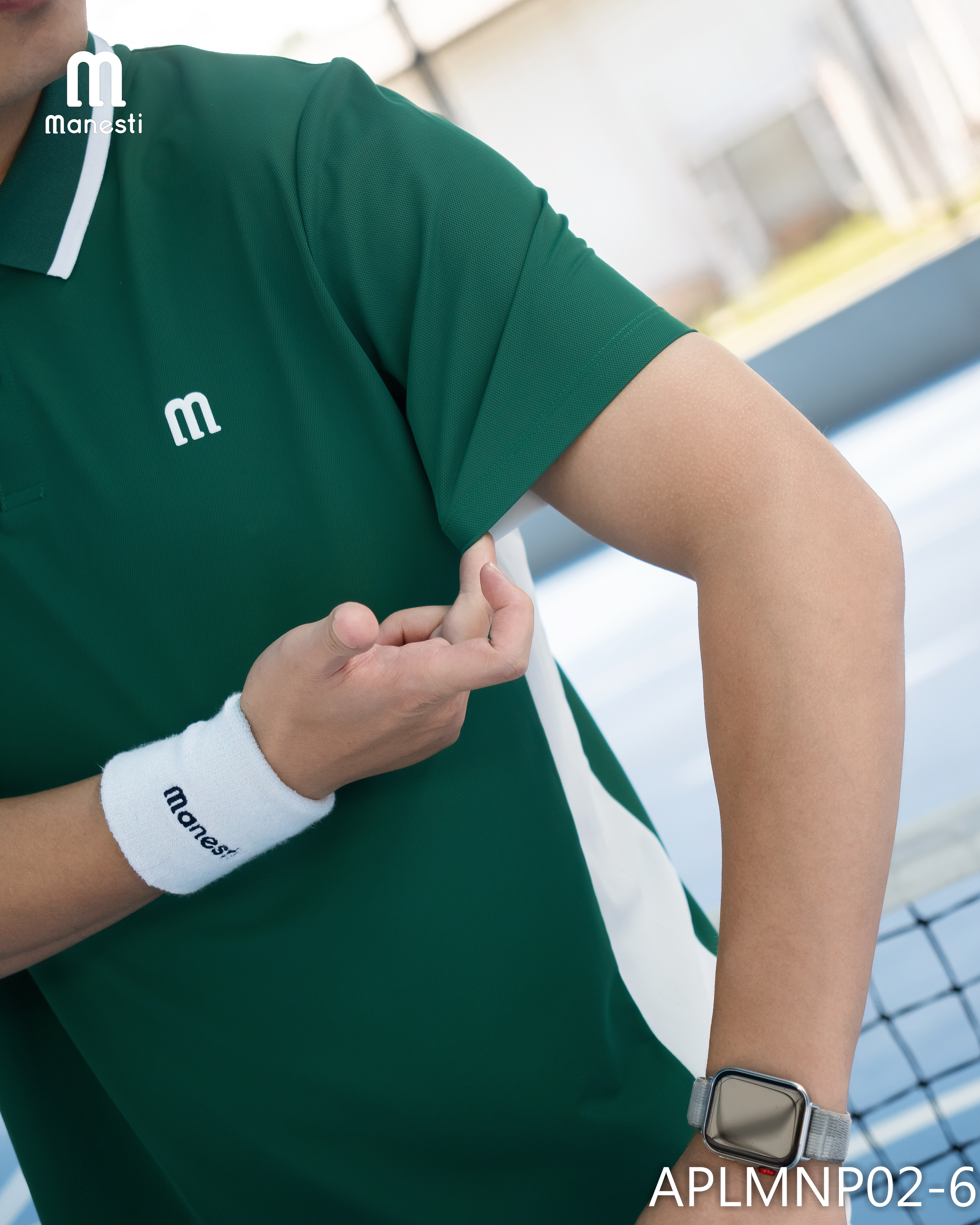 Áo polo thể thao nam chơi Picklebal/Tennis Interlock Manesti_thumbnail_6