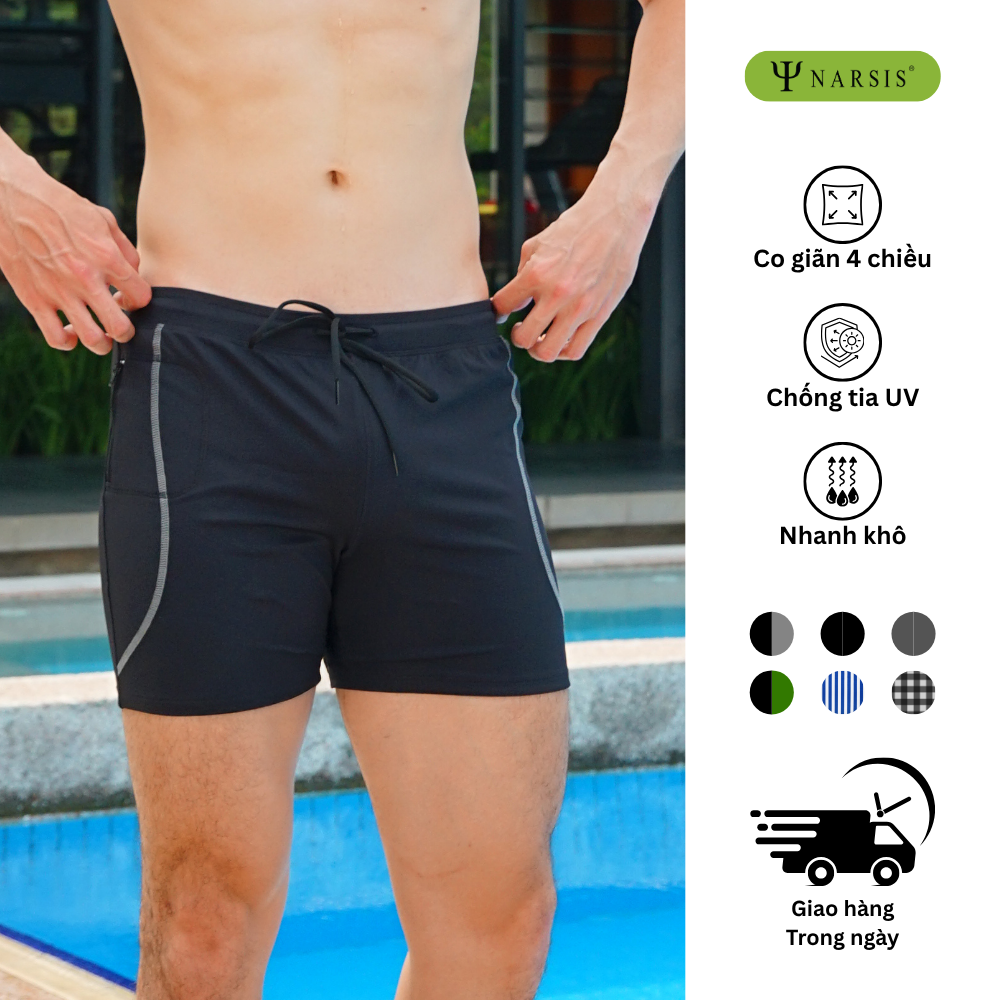Quần bơi nam Narsis Q24010 kiểu dáng boxer, chất liệu thoáng mát, dễ vận động.
