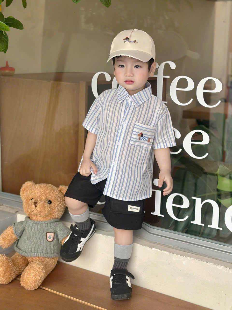 A09 BỘ SƠ MI SỌC XANH THÊU CHÓ KÈM MŨ- A108.327_thumbnail_2