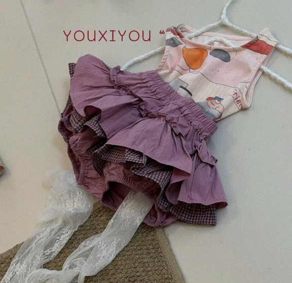 HY17 - Chân váy cotton bèo tầng tím 1 chi tiết hãng HuaYou