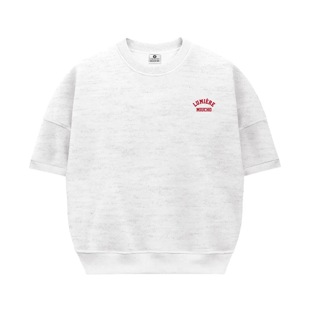 Áo sweater boxy thiết kế basic tay ngắn chuẩn form 2615 Miucho vải nỉ 2 da thoáng mát thấm hút mồ hôi tốt_thumbnail_0